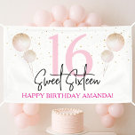 Sweet 16 Birthday Party Banner<br><div class="desc">Greet your Sweet 16 birthday party guests with banner. Easily edit with your birthday girl's details.</div>