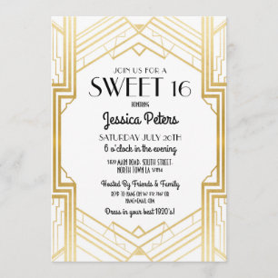 Sweet 16 Birthday Party Gatsby Art Deco Invitation