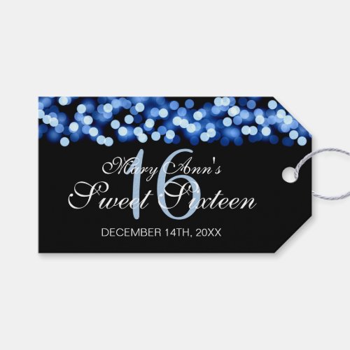 Sweet 16 Birthday Party Hollywood Glam Blue Gift Tags