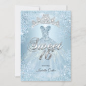 Sweet 16 Birthday Party Ice Blue Snowflake Winter Invitation (Front)