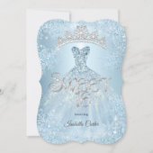 Sweet 16 Birthday Party Icy Blue Snowflake Winter Invitation (Front)
