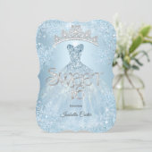 Sweet 16 Birthday Party Icy Blue Snowflake Winter Invitation (Standing Front)