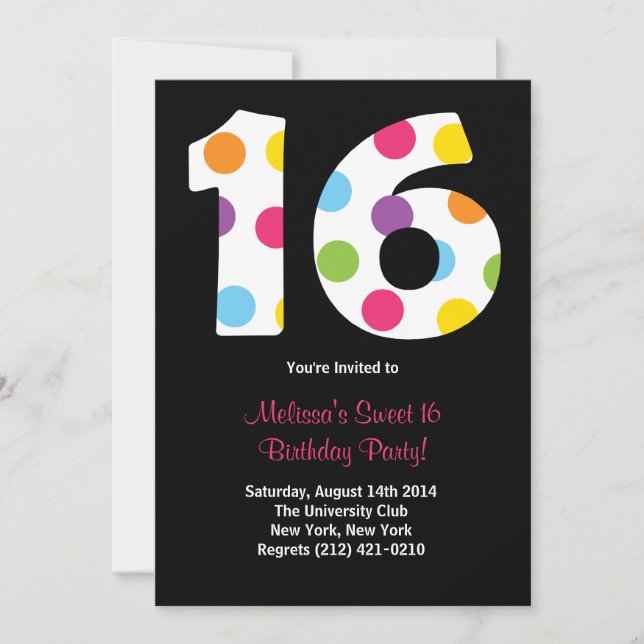 Sweet 16 Birthday Party Invitation (Front)
