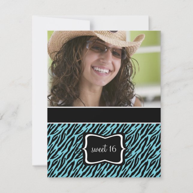 Sweet 16 Birthday Party Invitations {Zebra Print} (Front)