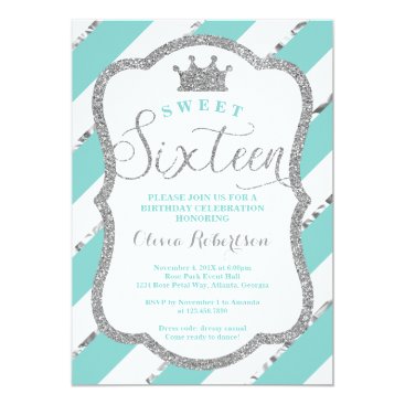 Sweet 16 Birthday Party Invite, Faux Glitter Card Sweet 16 Birthday Party Invite, Faux Glitter Card