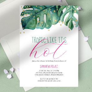 Sweet 16 Birthday Party Luau Theme Invitation