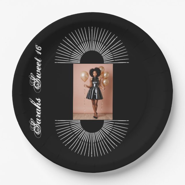 Sweet 16 birthday party paper plates (Front)
