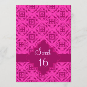 Sweet 16 Birthday Party Pink Arabesque Graphic Invitation