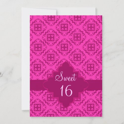 Sweet 16 Birthday Party Pink Arabesque Graphic Invitation