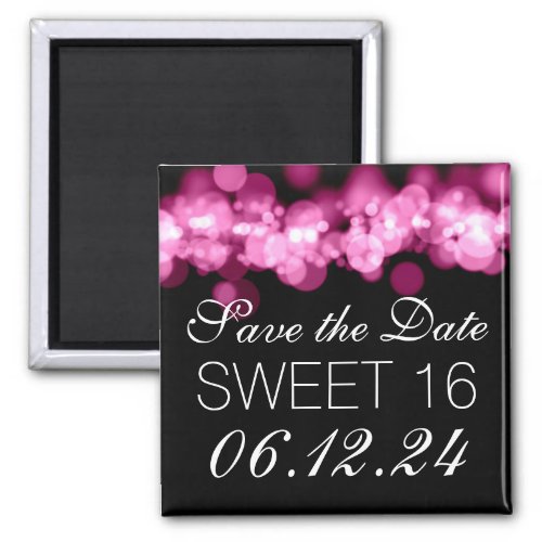 Sweet 16 Birthday Party Pink Bokeh Lights Magnet