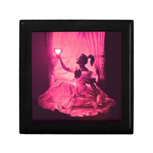 SWEET 16 BIRTHDAY PARTY,PINK FUCHSIA BLACK JEWELRY BOX (Front)