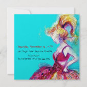 SWEET 16 BIRTHDAY PARTY Red Pink Blue Turquoise Invitation (Back)