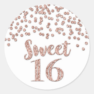 Sweet 16 Birthday Party Rose Gold Confetti Classic Round Sticker