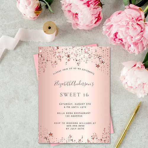 Sweet 16 birthday party rose gold stars sprinkle