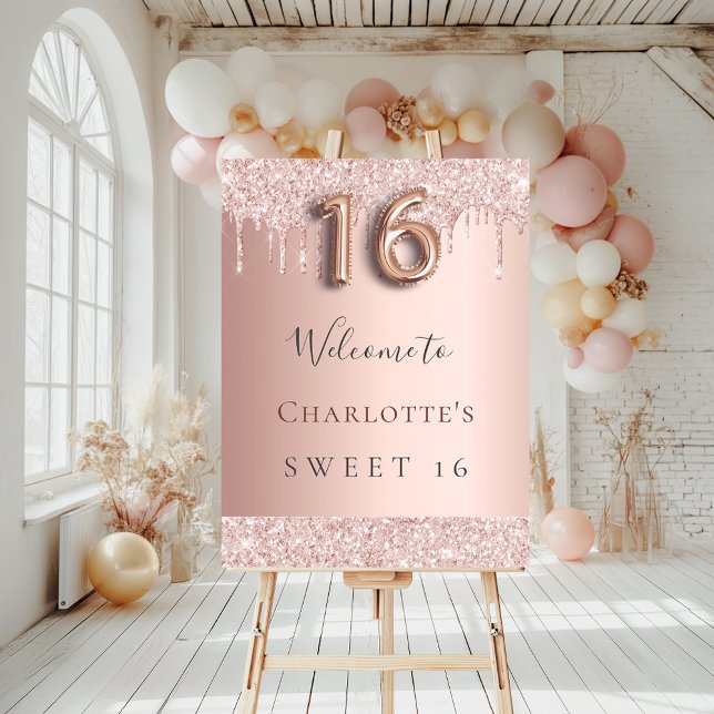 Sweet 16 birthday party rose gold welcome foam board (Creator Uploaded)