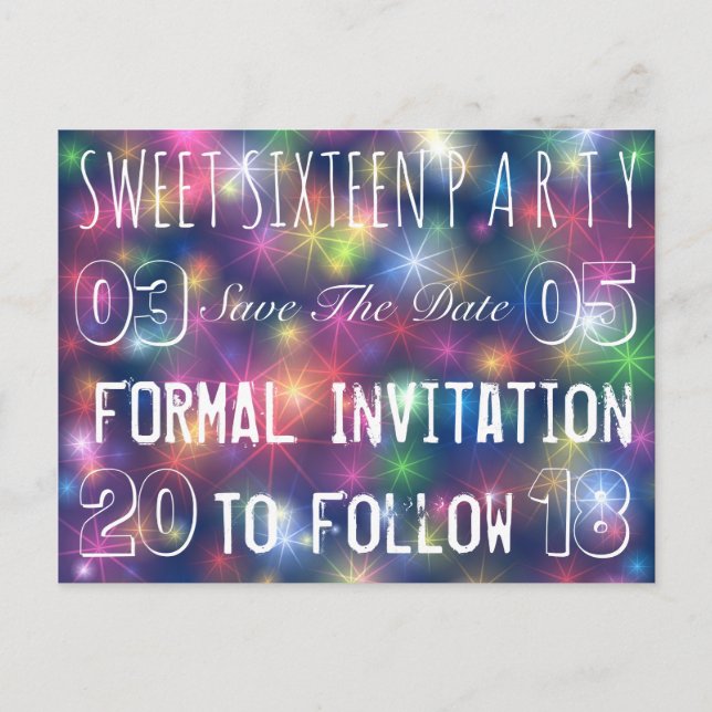 Sweet 16 Birthday Party Save The Date Stars Announcement Postcard (Front)
