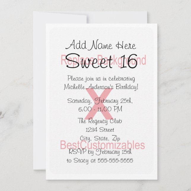 Sweet 16 Birthday Party Template (Front)