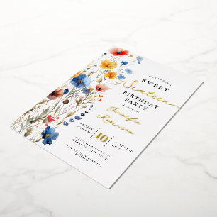 Sweet 16 Birthday Party Wildflower Meadow Foil Invitation