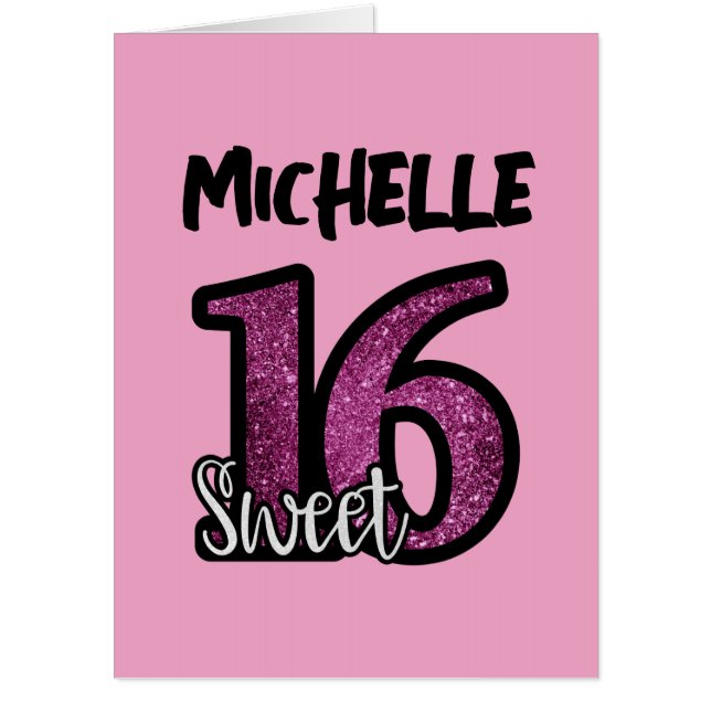 SWEET 16 BIRTHDAY PERSONALIZED CUSTOM GIANT  CARD (Front)
