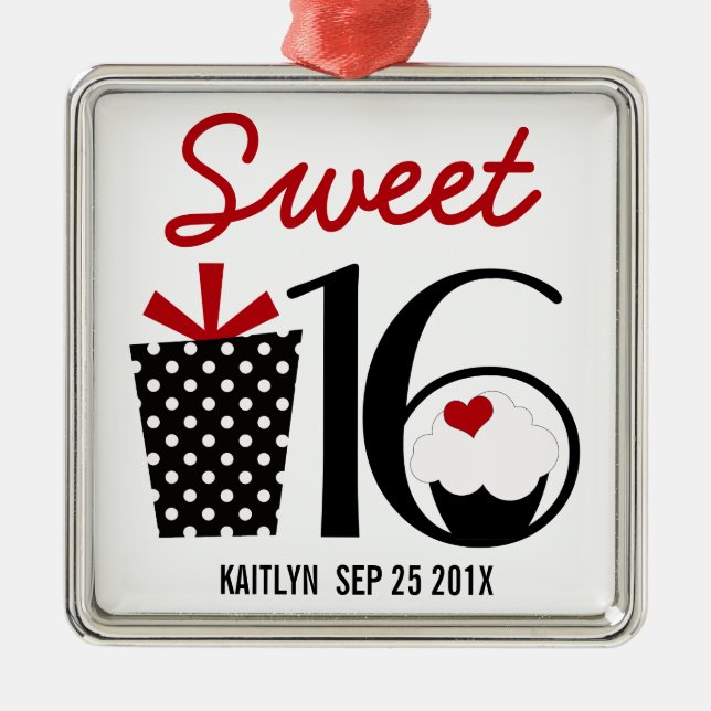 Sweet 16 Birthday personalized Keepsake Metal Ornament (Front)