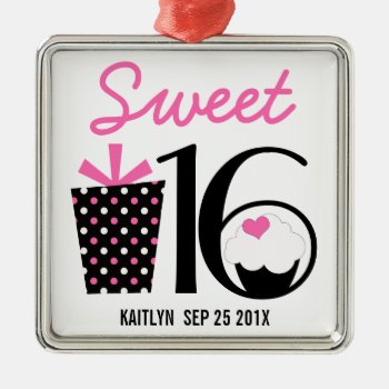 Sweet 16 Birthday Personalized Keepsake Metal Ornament by PartyHearty at Zazzle