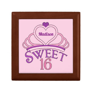 Sweet 16 Birthday Personalized Pink Princess Tiara Gift Box