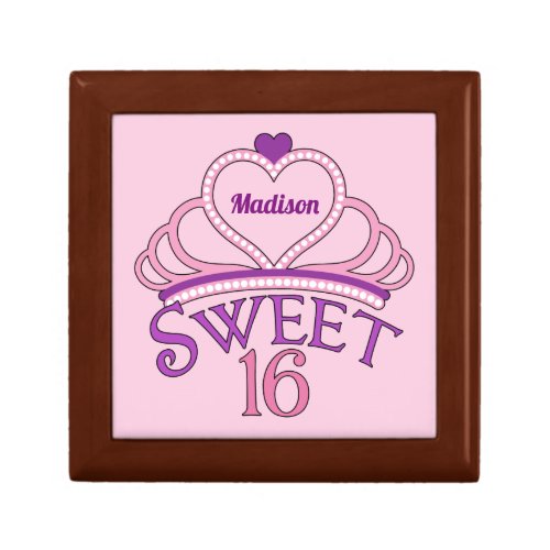 Sweet 16 Birthday Personalized Pink Princess Tiara Gift Box