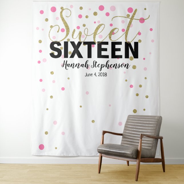 sweet 16 birthday Photo Booth backdrop banner (In Situ)