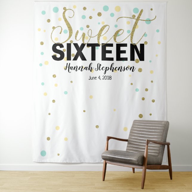 sweet 16 birthday Photo Booth backdrop banner (In Situ)