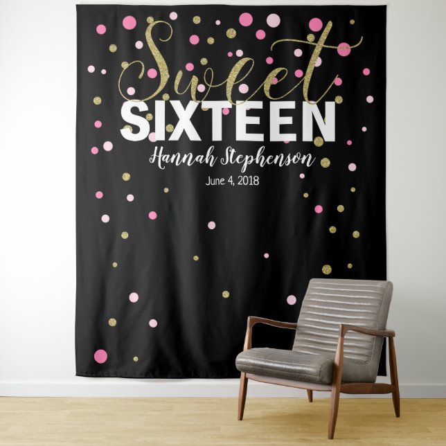 sweet 16 birthday Photo Booth backdrop banner (In Situ)