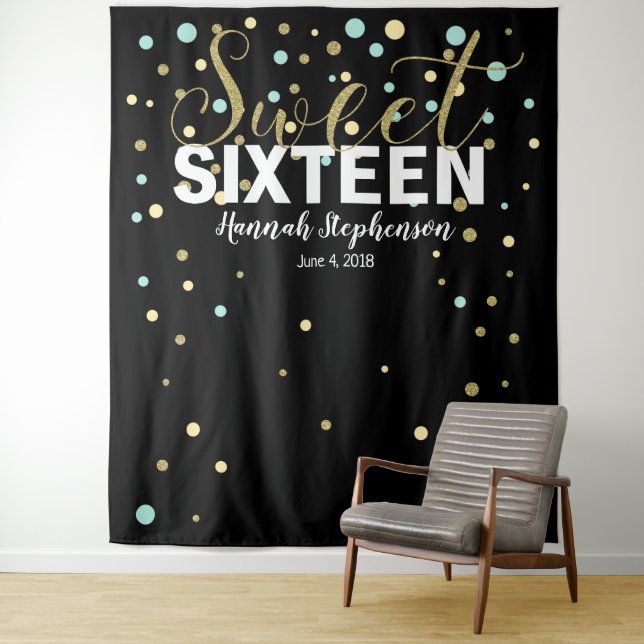 sweet 16 birthday Photo Booth backdrop banner (In Situ)