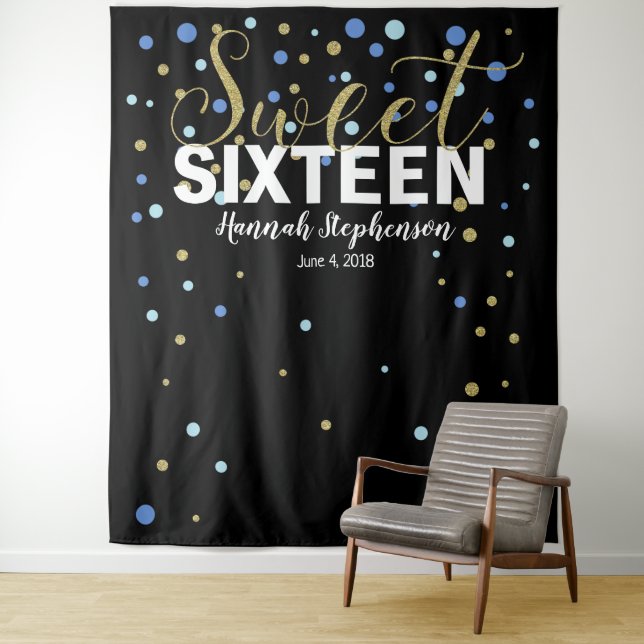 sweet 16 birthday Photo Booth backdrop banner (In Situ)