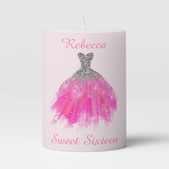 Sweet 16  Birthday Pillar Candle (Front)