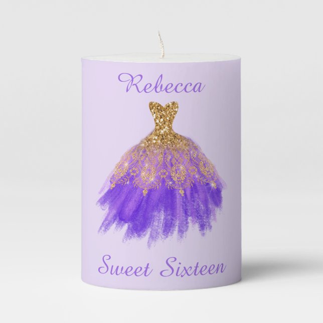 Sweet 16  Birthday Pillar Candle (Front)