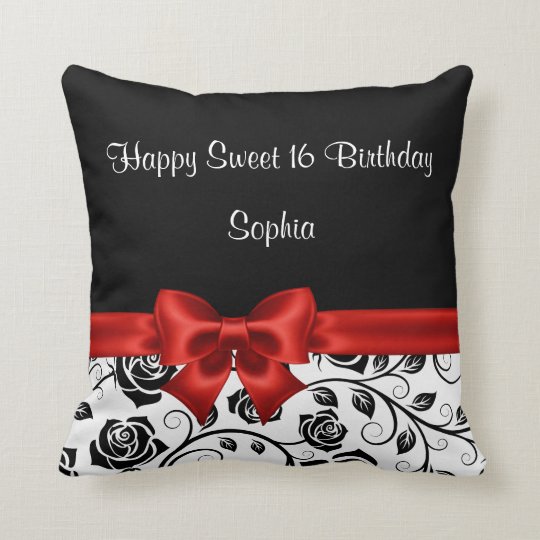 Sweet 16 Birthday Pillow Monogram Zazzle Com