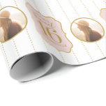 Sweet 16 Birthday Pink Gold Personalized Photo Wrapping Paper<br><div class="desc">Create a unique roll of gift wrapping paper for the Sweet 16 birthday girl by adding her photo inside the circles on this unique 16th birthday gift wrap design template in rose gold pink typography inside an elegant bracket shape that reads "Happy Sweet 16" with their name printed below in...</div>