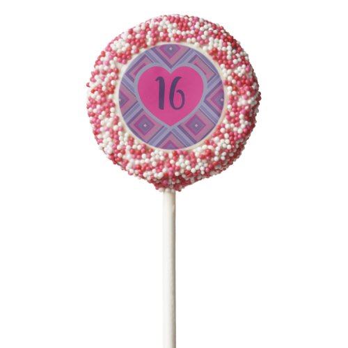 Sweet 16 Birthday Pink Heart Purple Diamond Girly Chocolate Covered Oreo Pop