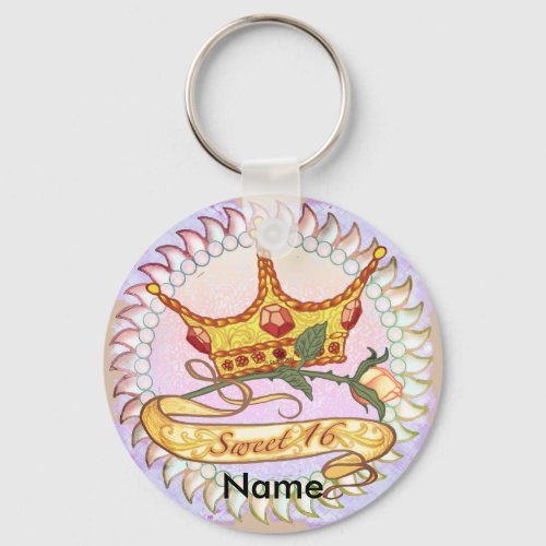 Sweet 16 Birthday Princess custom name  keychain