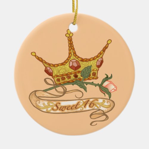 Sweet 16 Birthday Princess Round Ornament