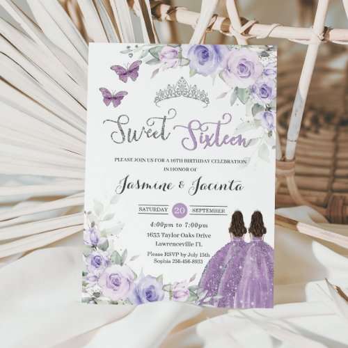Sweet 16 Birthday Purple Lilac Floral Princesses  Invitation