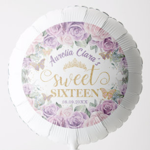 Sweet 16 Birthday Purple Lilac Pink Floral Gold Balloon