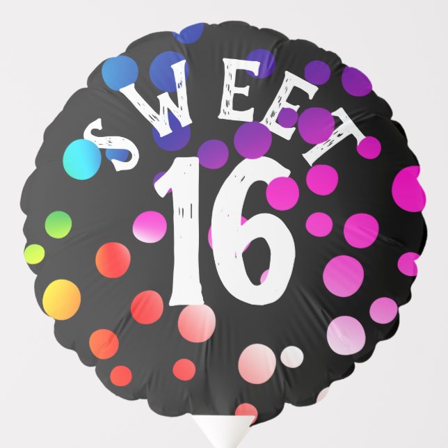 Sweet 16 Birthday Rainbow Dots  Balloon (Front)