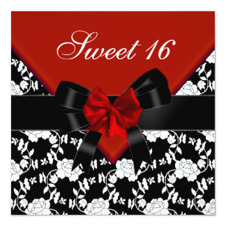 Red And Black Sweet 16 Invitations 2