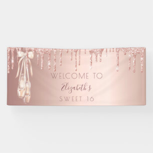 Sweet 16 birthday rose gold ballerina welcome banner
