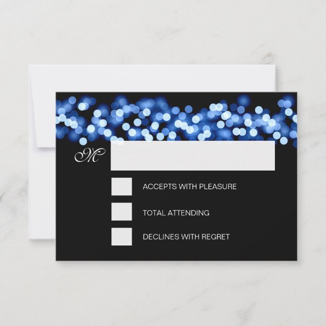 Sweet 16 Birthday RSVP Hollywood Glam Blue Card (Front)