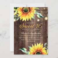 Sweet 16 Birthday Rustic Sunflowers String Lights