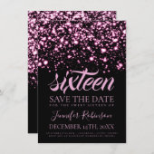 Sweet 16 Birthday Save The Date Pink Glam (Front/Back)