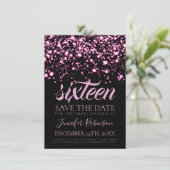 Sweet 16 Birthday Save The Date Pink Glam (Standing Front)