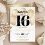 Sweet 16 Birthday Script Balloons White Real Gold Foil Invitation