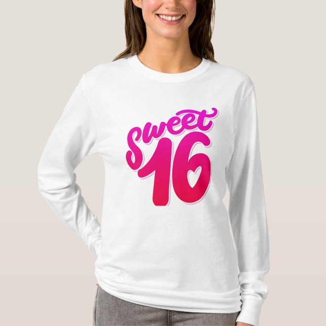 Sweet 16 Birthday Sleeve T-Shirt (Front)